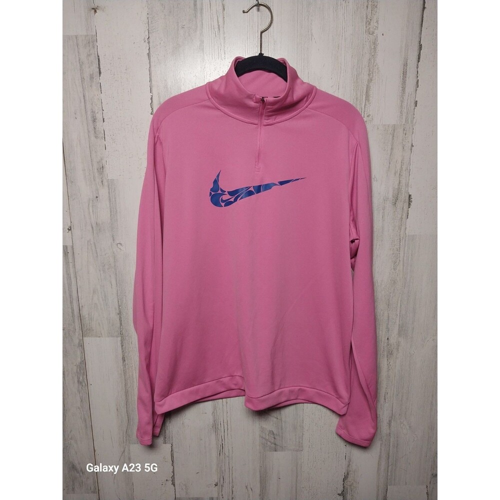 Nike Swoosh Women's XL Pink Dri Fit 1/4 Running Top